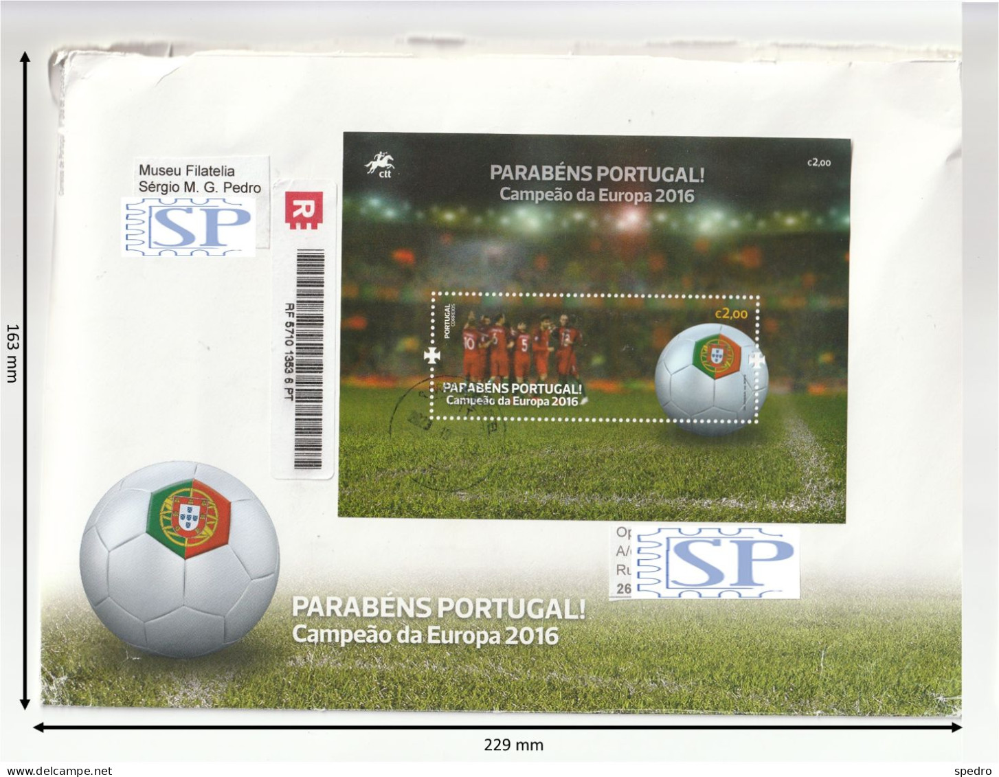 Portugal 2016 Parabéns Campeão Da Europa Futebol Football Sport Soccer Algarve Odivelas São Brás De Alportel Numismática - Storia Postale