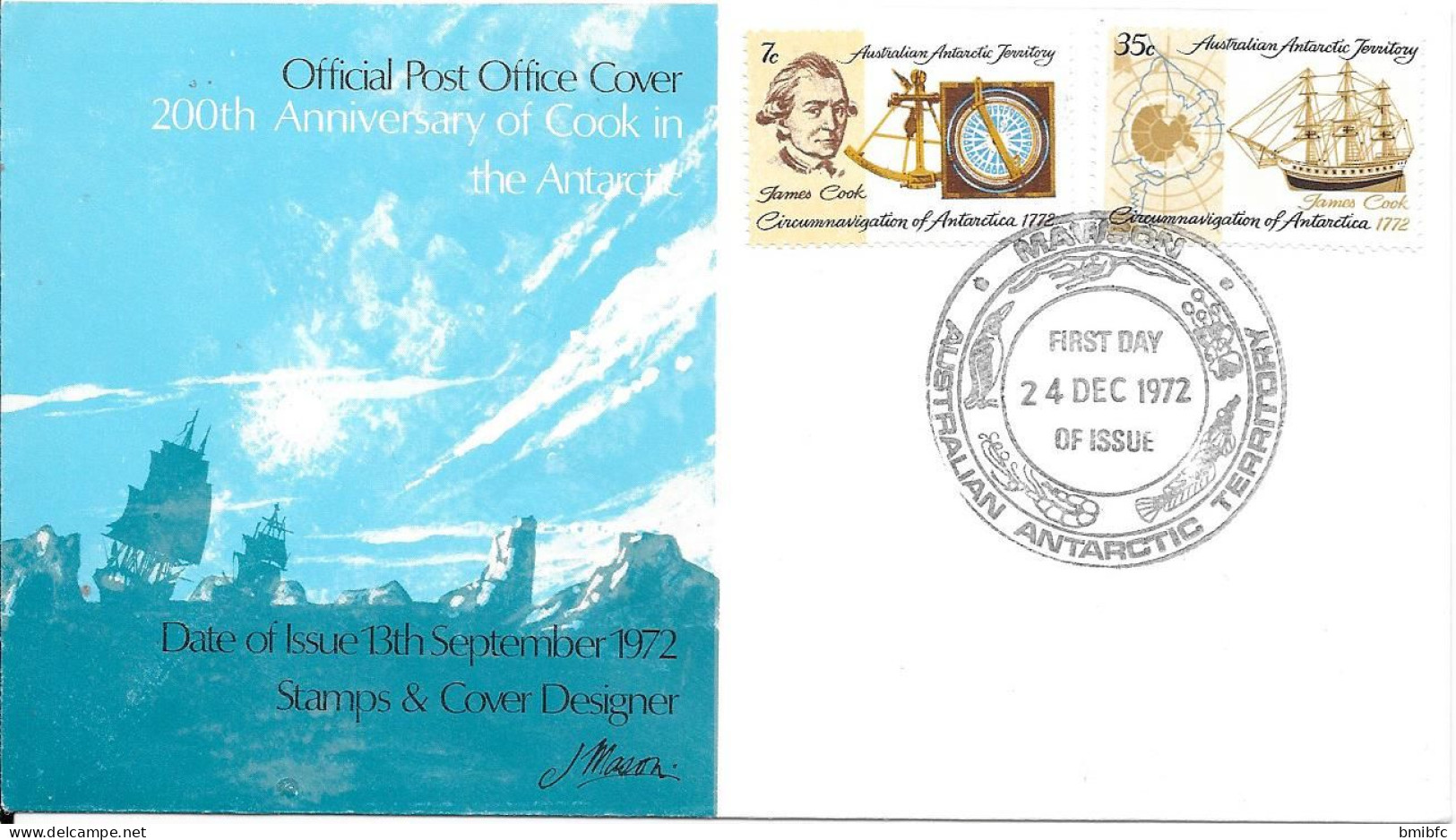 24 DEC 1972 - 200th Anniversary Of Cook In The Antartic - FDC