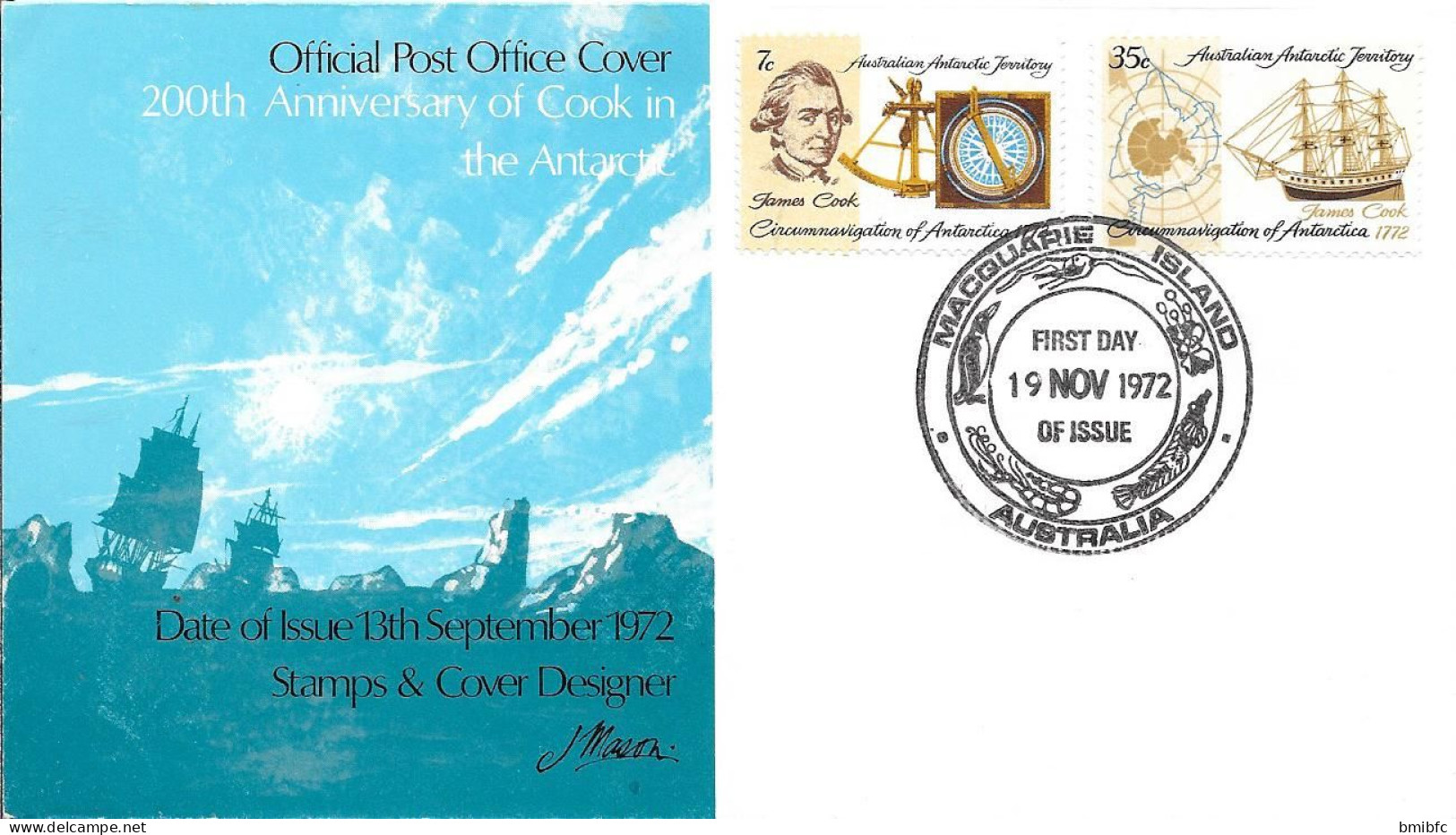 19 NOV 1972 - 200th Anniversary Of Cook In The Antartic - FDC