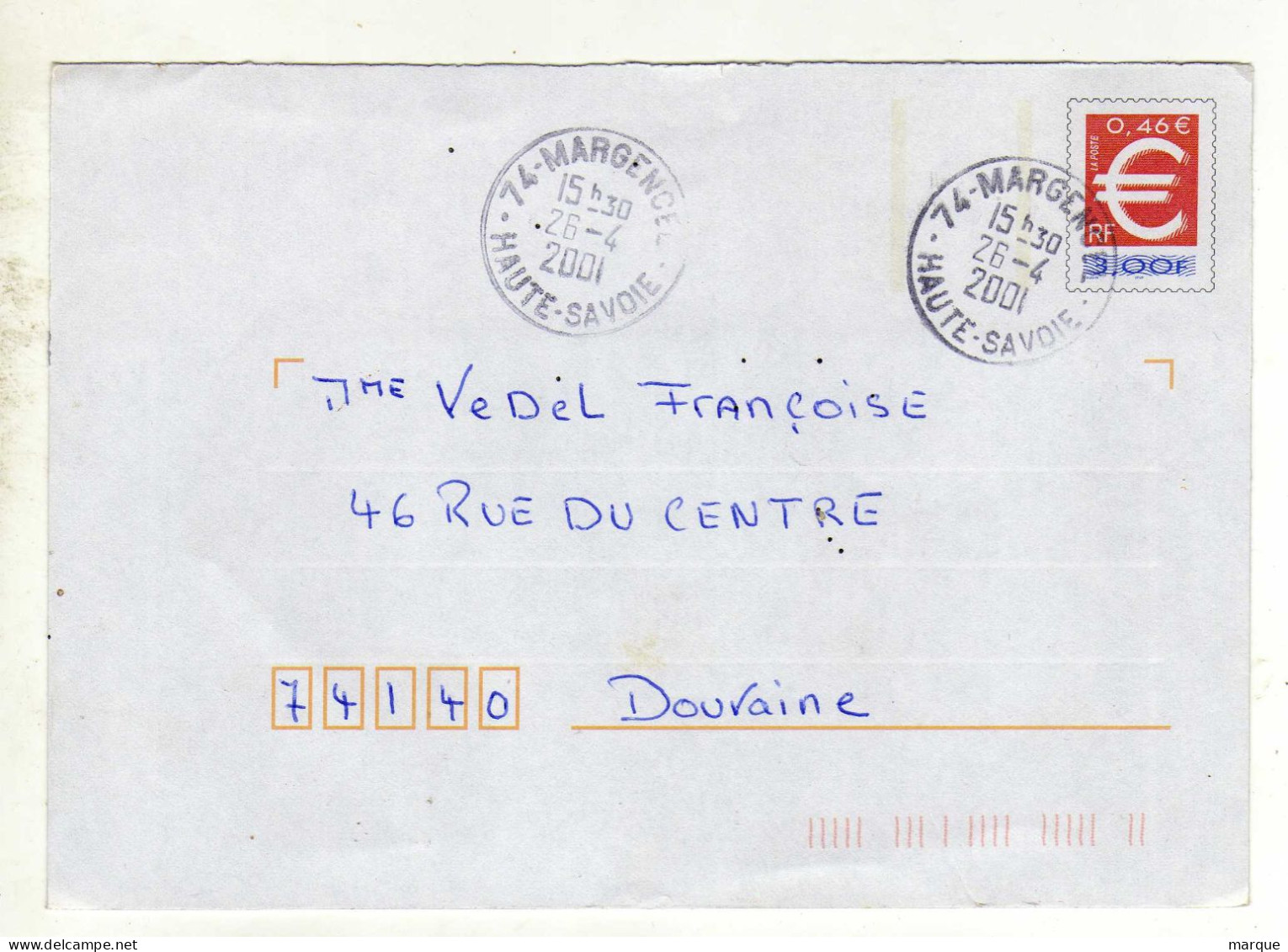 Enveloppe FRANCE Prêt à Poster Oblitération MARGENCEL 26/04/2001 - Prêts-à-poster:  Autres (1995-...)