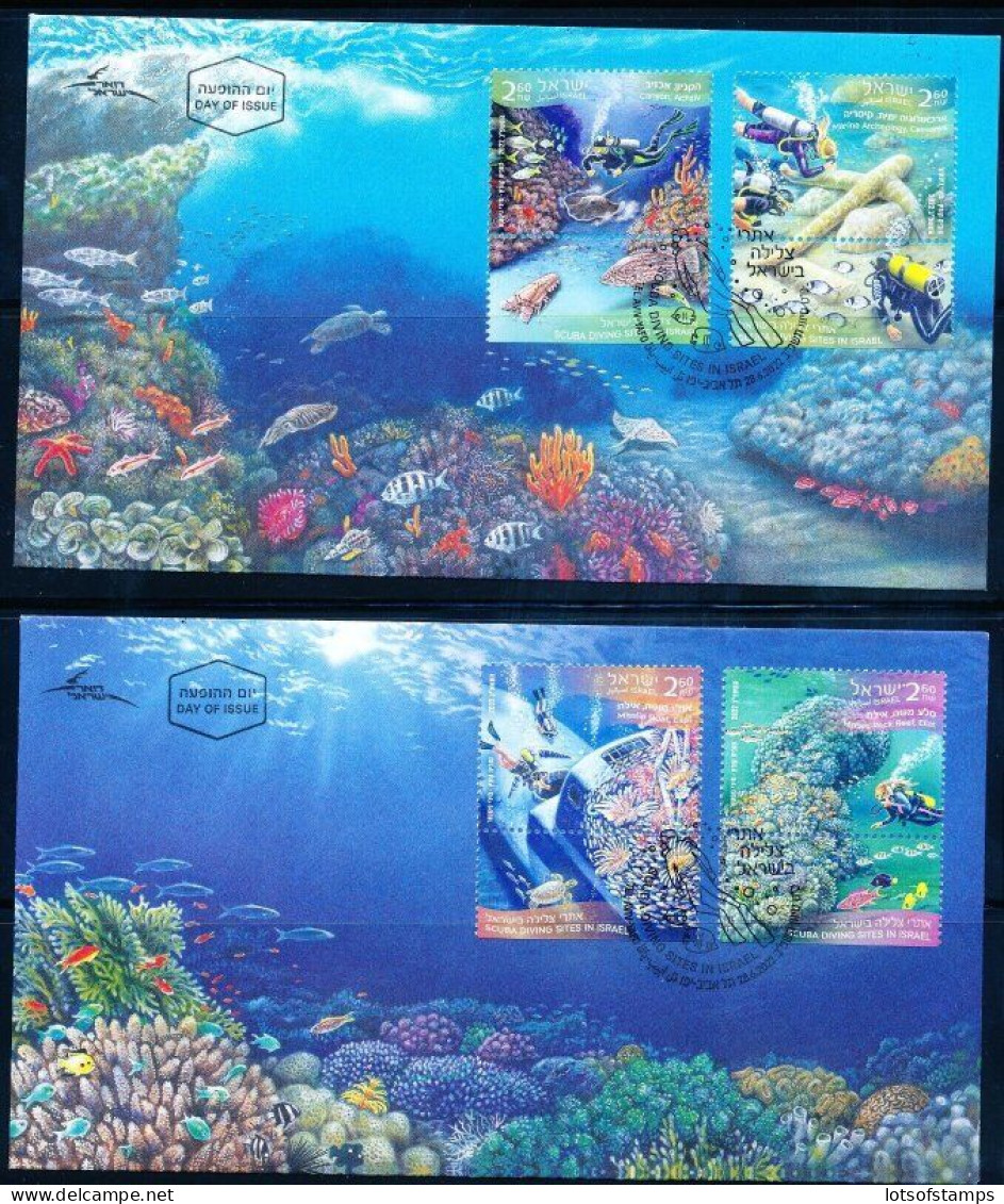 ISRAEL 2022 SCUBA DIVING SITES 4 STAMPS SET MNH + FDC's +POSTAL SERVICE BULITEEN - Unused Stamps