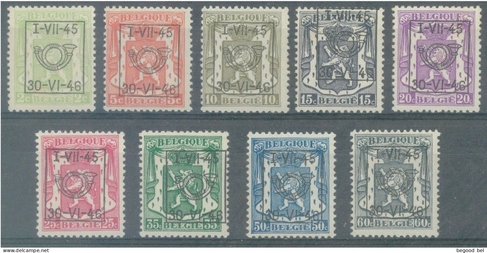 BELGIUM - I-VII-1945 30-VI-1946 - MNH/**  - STAATSWAPPEN PETIT SCEAU DE L'ETAT -  COB PRE538-546 - Lot 25922 - Typos 1936-51 (Petit Sceau)