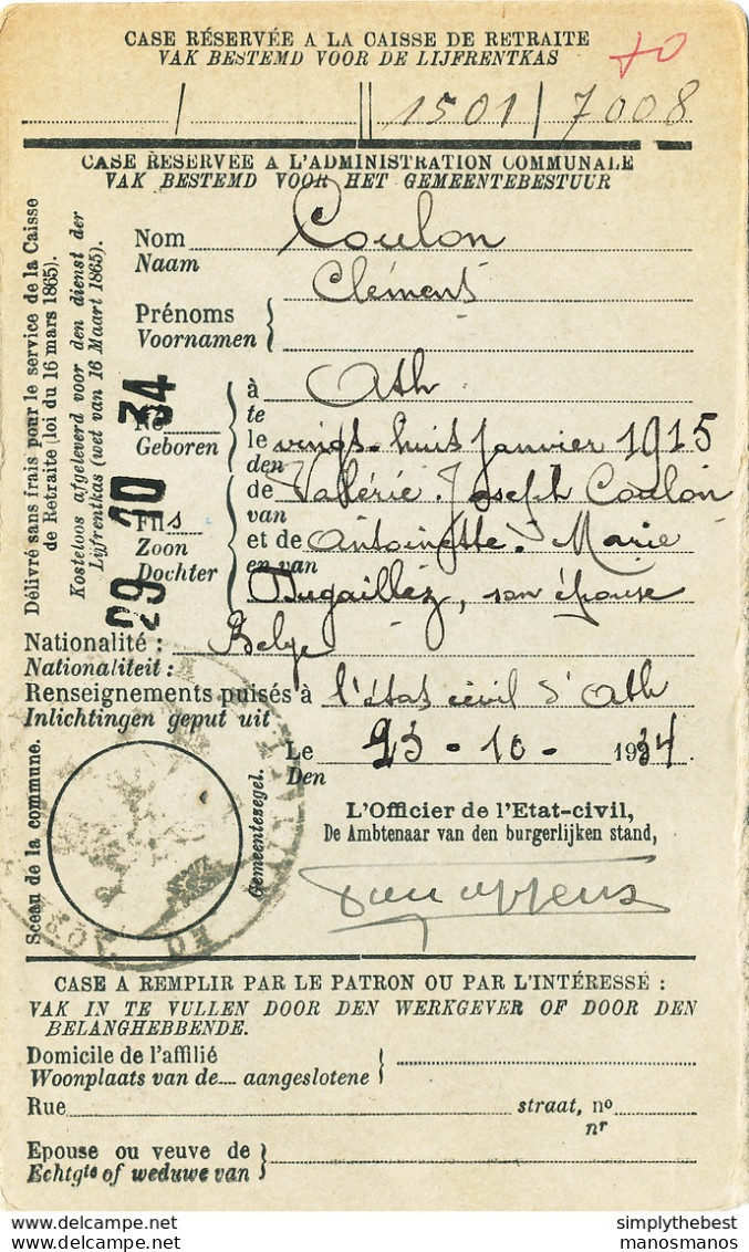 593/30 - Carte Caisse D' Epargne TP Cérès ATH 1934 - Vers La Sucrerie De FRASNES Lez BUISSENAL - 1932 Ceres And Mercurius
