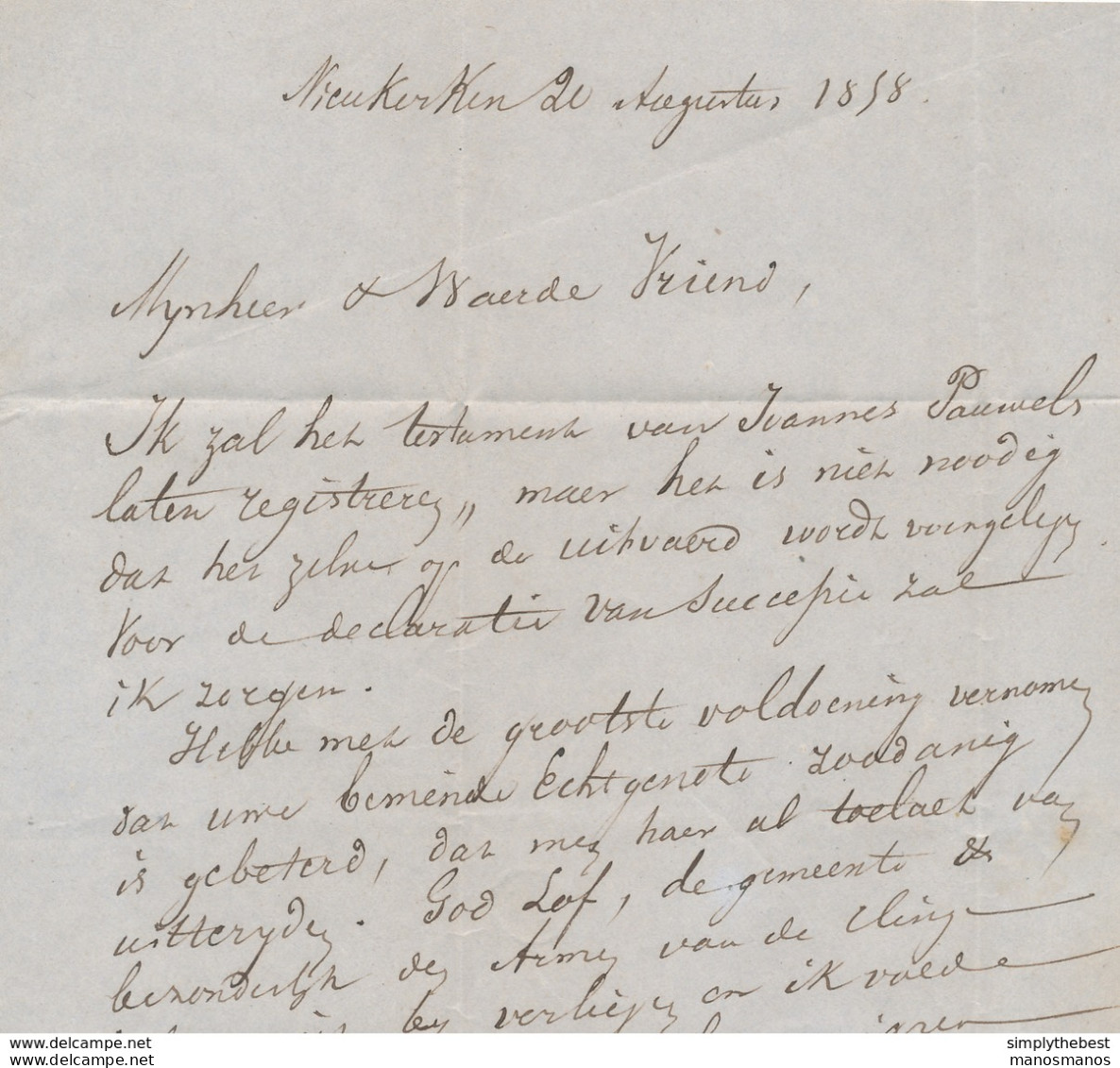 774/28 - Lettre TP Médaillon 10 C (touché) ST NICOLAS 1858 Vers CLINGE - Boite Rurale Z De NIEUKERKEN - Landpost (Ruralpost)