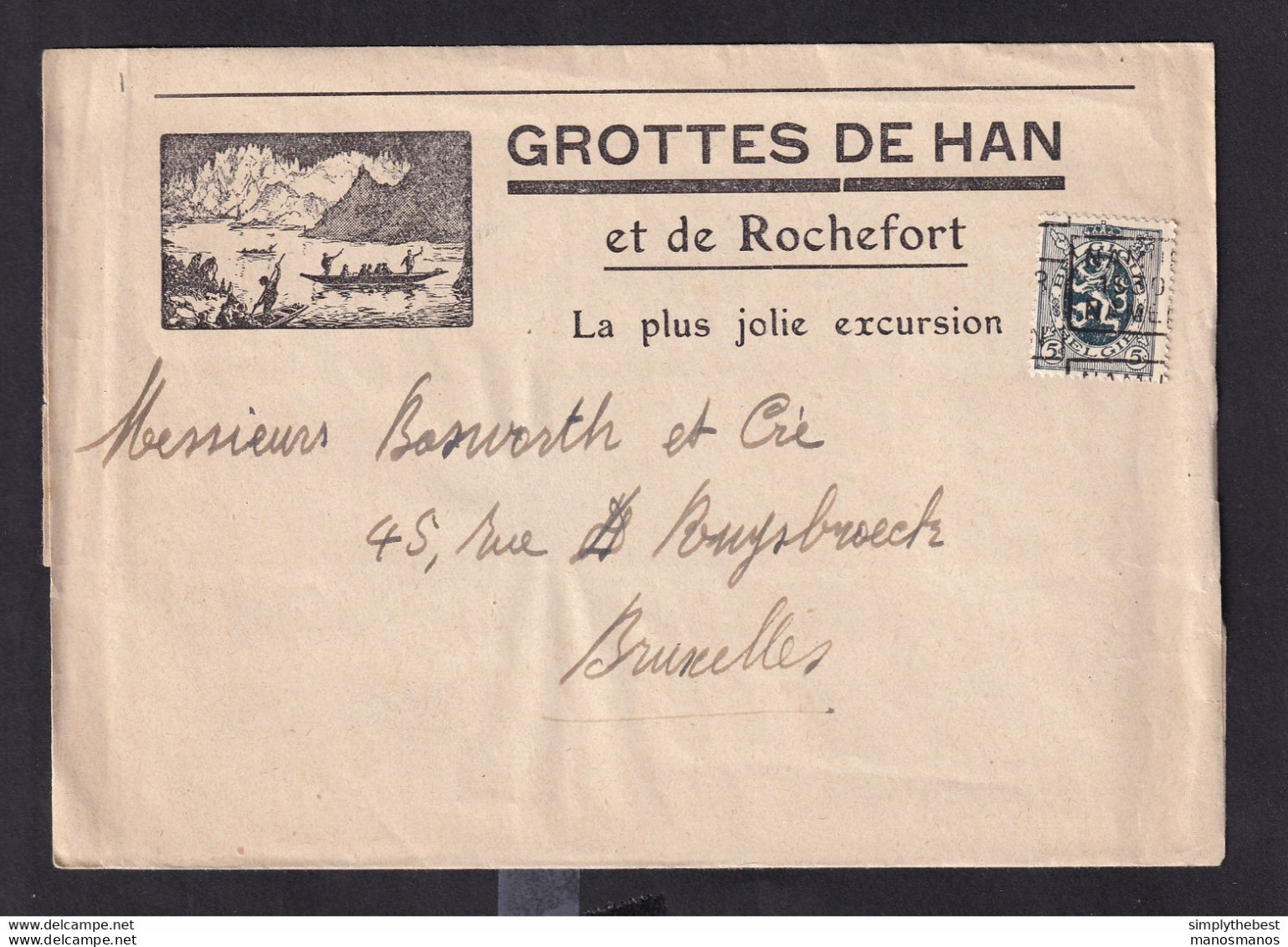 DDZ 473 -- Bande D'' IMPRIME TP PREO Lion Héraldique NAMUR 1930 - Entete Illustrée Grottes De HAN Et De ROCHEFORT - Roller Precancels 1930-..