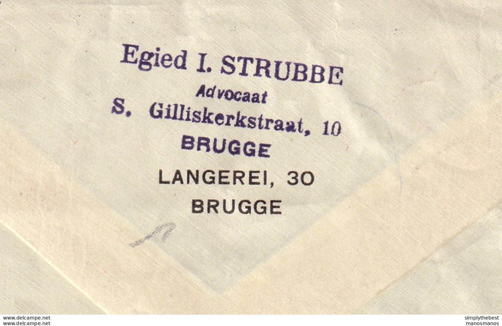 DDY 894 -- Courrier RECOMMANDE - Enveloppe TP Képi BRUGGE 1 K En 1936 Vers GENT -Cachet Verso Egied Strubbe , Advocaat - 1931-1934 Kepi