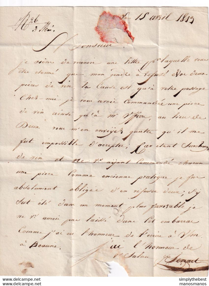 595/33 - Lettre Précurseur 86 ATH 1813 Vers Bouchard à ABBEVILLE Somme - Contenu Intéressant Sur Le VIN - Herlant 22 - 1794-1814 (Periodo Frances)