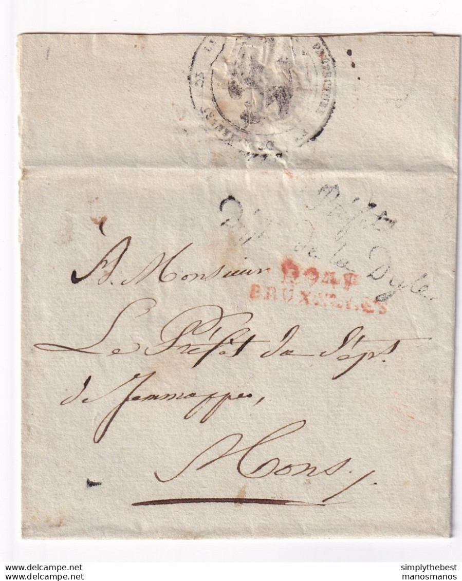 587/33 - 2 X Lettres Précurseurs - LSC BRUXELLES 1810 Vers PARIS Et LSC En PP Vers MONS- Griffes Préfet Dépt De La Dyle - 1794-1814 (Periodo Francese)