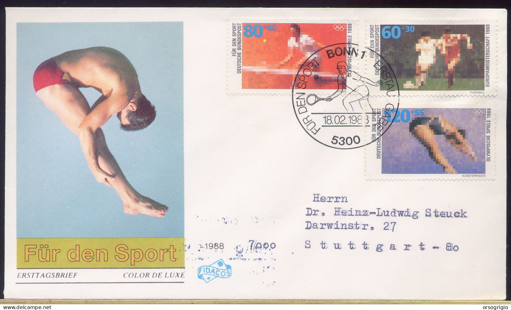 GERMANY - DEUTSCHE - FDC 1988 -  SPORT  TENNIS - 1981-1990
