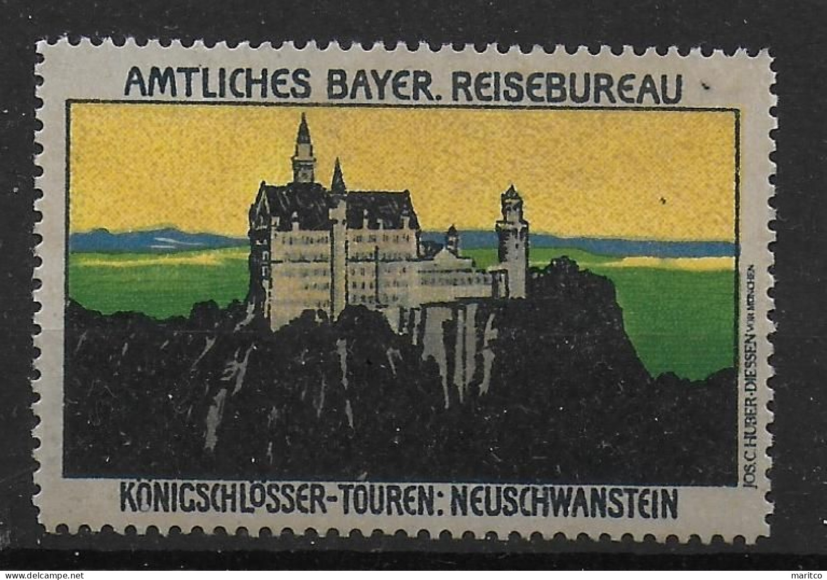 Bayern Amtliches Bayer. Reisebureau Neuschwanstein Spendenmarke Cinderella Vignet Werbemarke Propaganda - Vignettes De Fantaisie