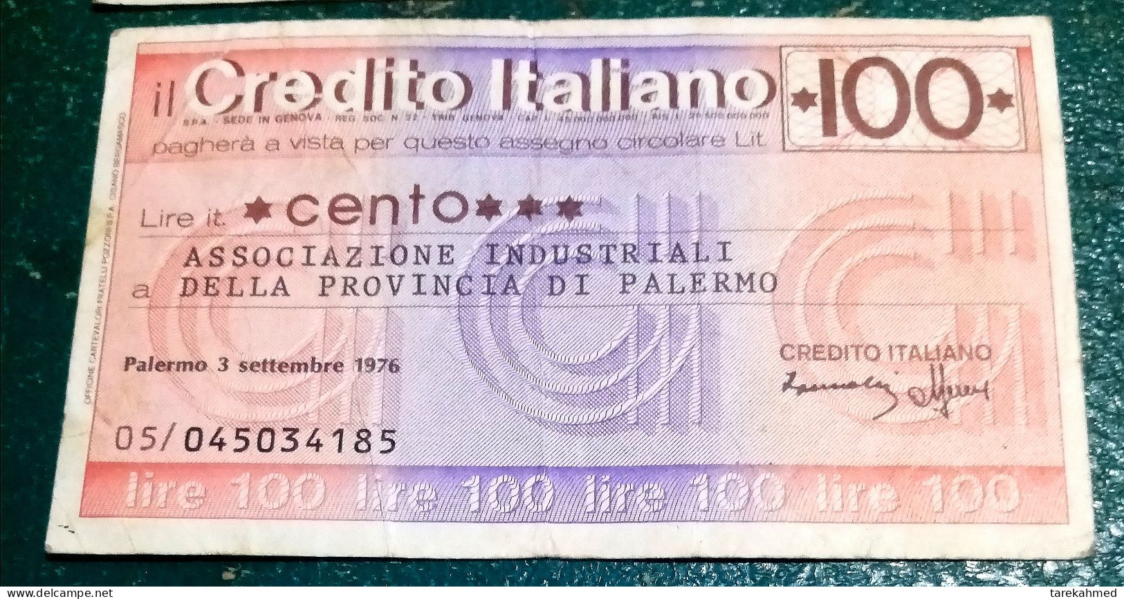 Italy 1976, Local Banknote Of 100 Lire, Industrial Association Of The Province Of Palermo, VF - [ 4] Provisional Issues