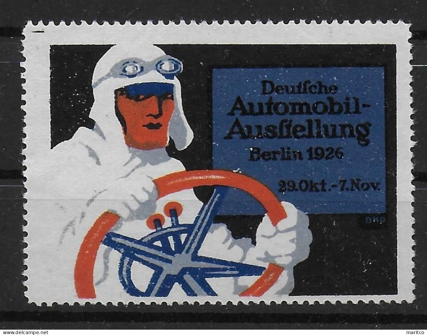 Deutsches Reich Automobil Ausstelllung Berlin 1926 Auto Spendenmarke Cinderella Vignet Werbemarke Propaganda - Vignettes De Fantaisie