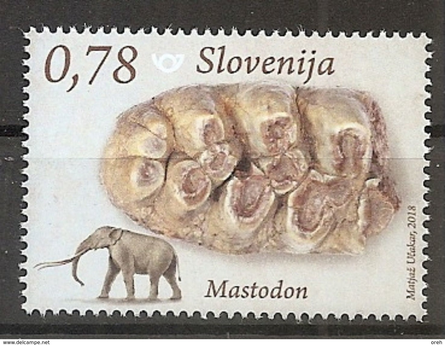 SLOVENIA 2018.,FOSSIL MAMMALS OF SLOVENIA,MASTODON,MNH - Fossiles