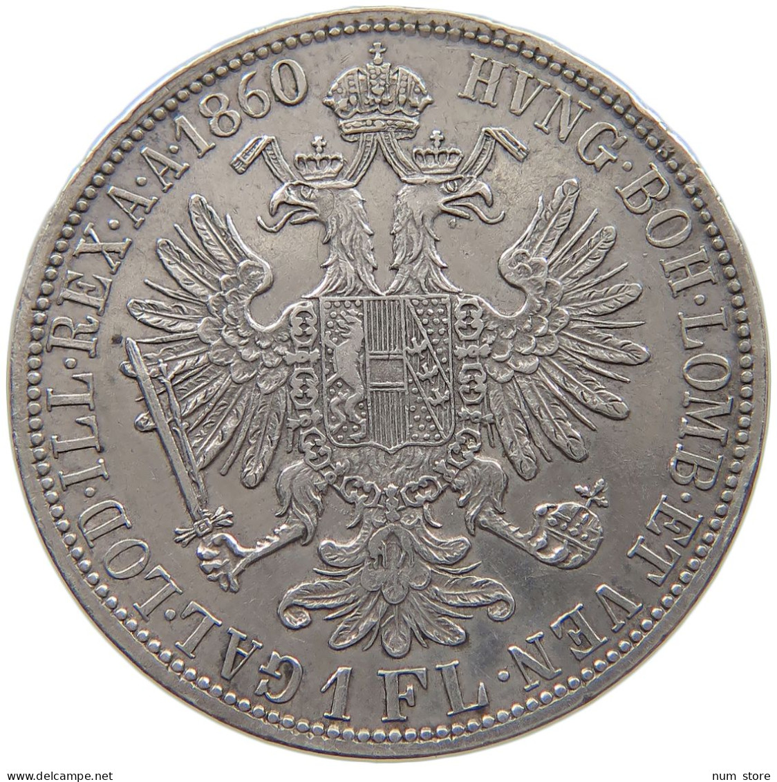 HAUS HABSBURG GULDEN 1860 A FRANZ JOSEPH I. 1848-1916 #MA 022184 - Oostenrijk