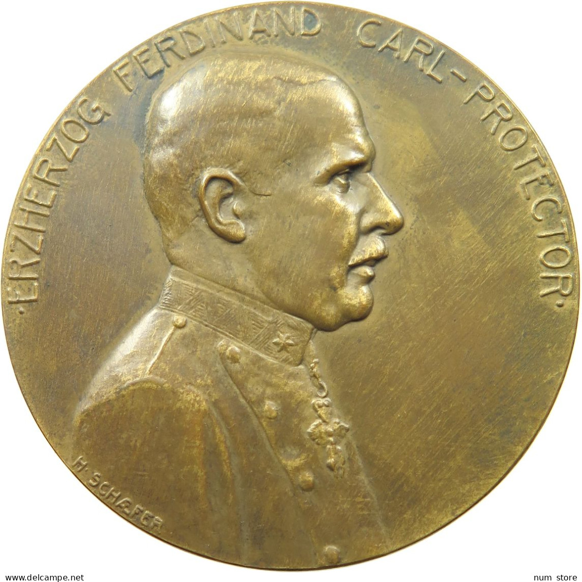 HAUS HABSBURG MEDAILLE 1907 ERZHZG. FERDINAND KARL. VON HANS SCHAEFER. AUF DIE AUSSTELLUNG DAS KIND #MA 072906 - Oostenrijk