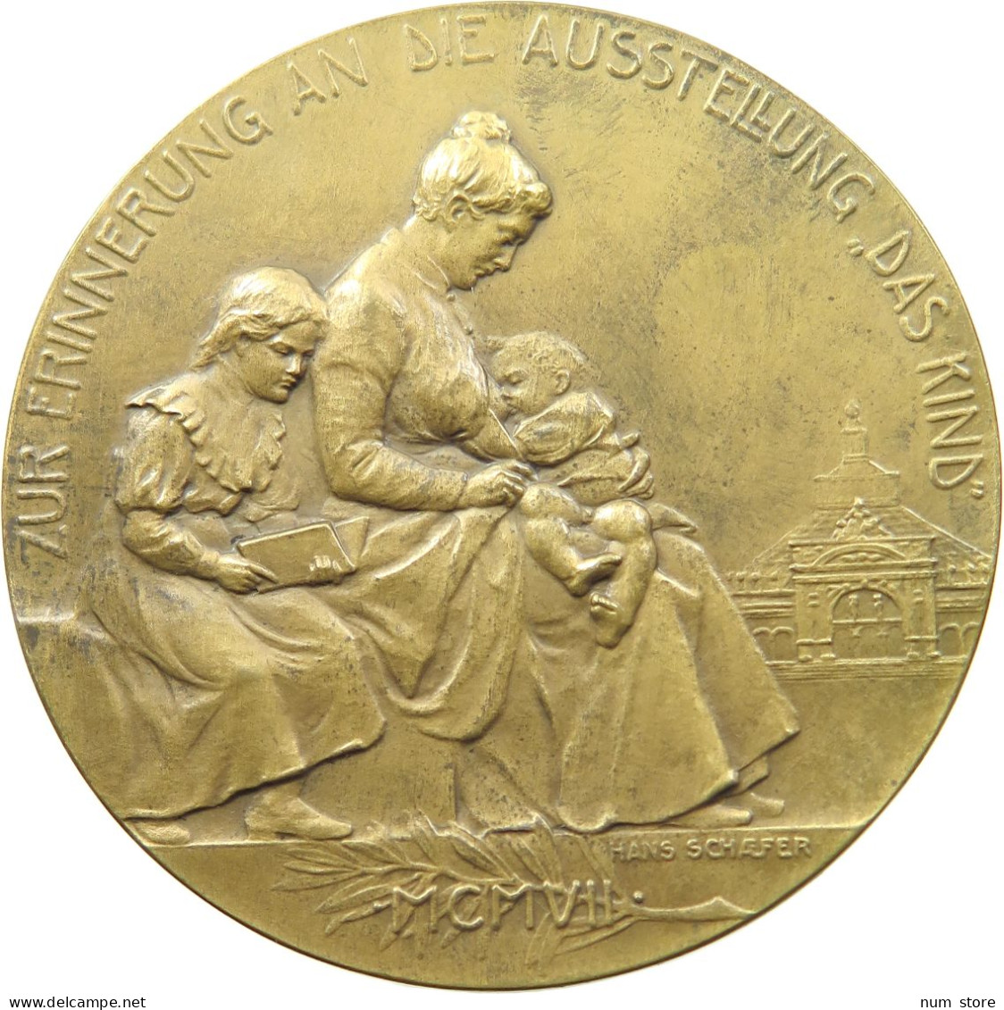 HAUS HABSBURG MEDAILLE 1907 ERZHZG. FERDINAND KARL. VON HANS SCHAEFER. AUF DIE AUSSTELLUNG DAS KIND #MA 072906 - Oostenrijk