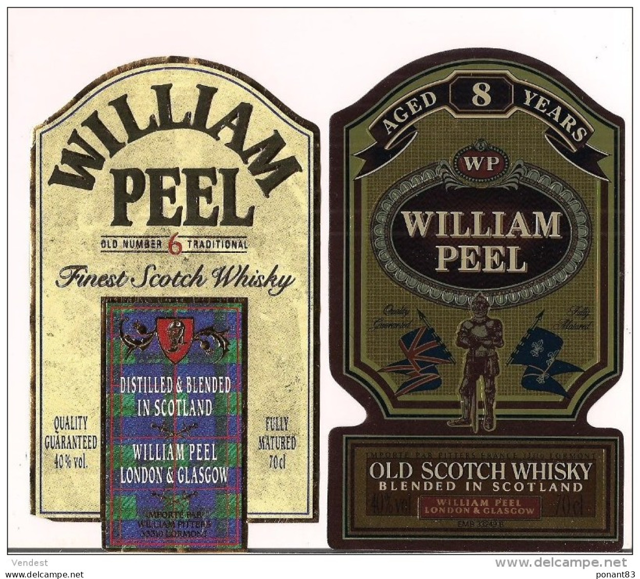 Etiquettes Décollée Et Neuve  William Peel  Scotch Whisky - 6 Et 8 Ans - Ecosse - - Whisky