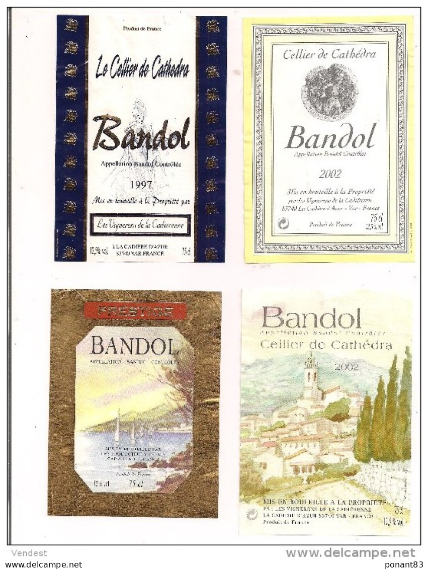 Etiquettes  Décollées BANDOL Cellier De Cathedra 1997, 2002, Prestige Et Lafran Veyrolles - - Vino Rosado