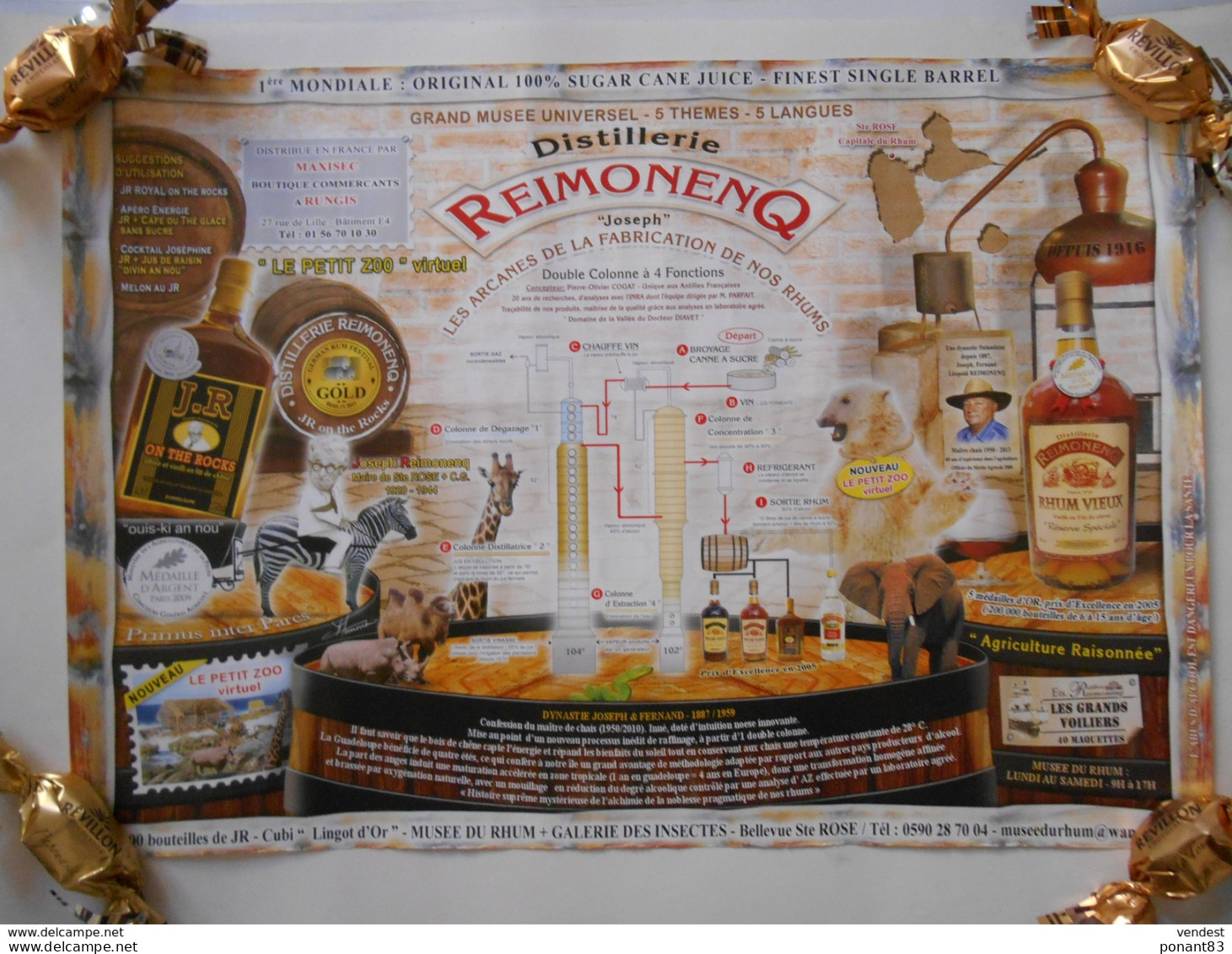 Affiche Rhum REIMONENQ - Les Arcanes De La Fabrication  De Nos Rhums - 30x 40 Cm - Musée Du Rhum - GUADELOUPE - - Posters