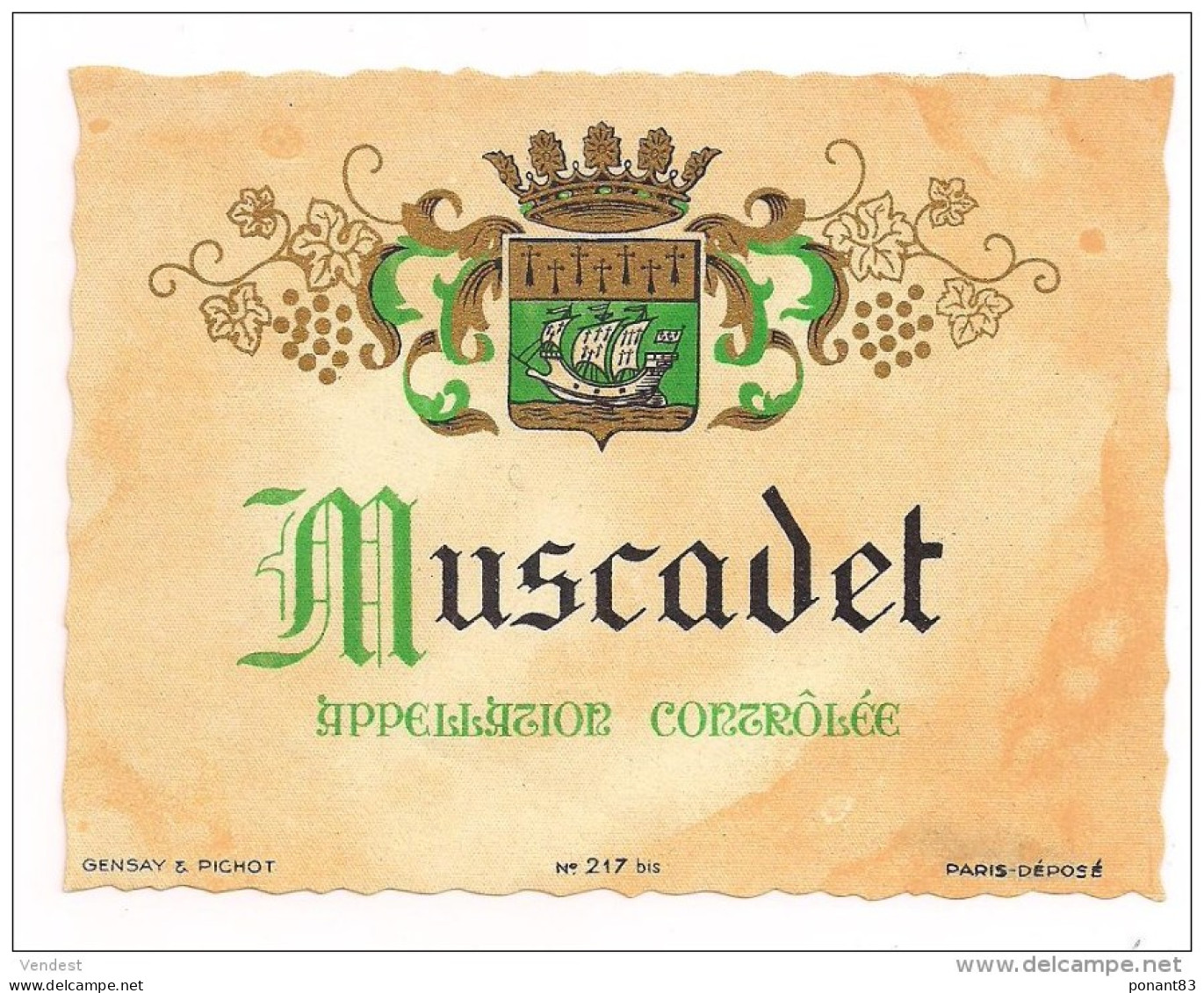 Etiquette Muscadet - Imprimeur Gensay & Pichot  - - Blancs