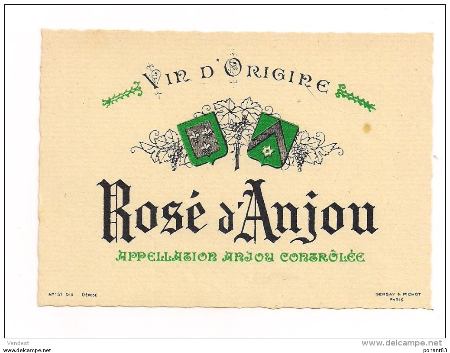 Etiquette   Rosé D'Anjou  - Imprimeur Gensay & Pichot - - Rosé (Schillerwein)