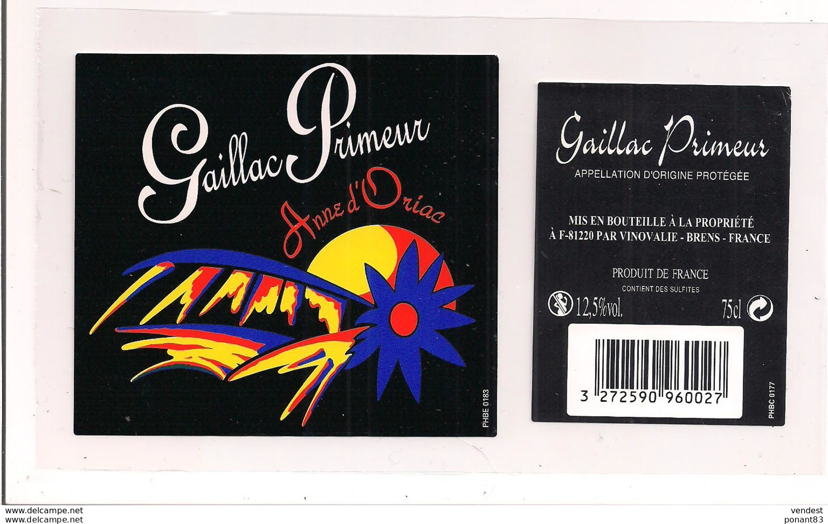 Etiquette Décollée Gaillac Primeur - Anne D'Oriac - - Gaillac