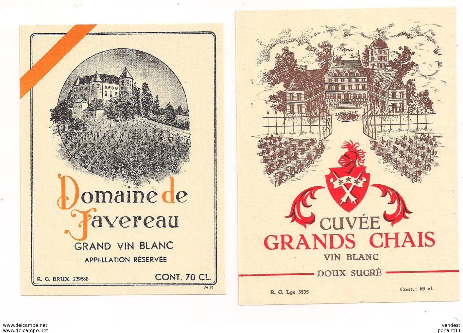 2 Etiquettes  Vin Blanc Cuvée Grands Chais Et Domaine De Javereau - - White Wines