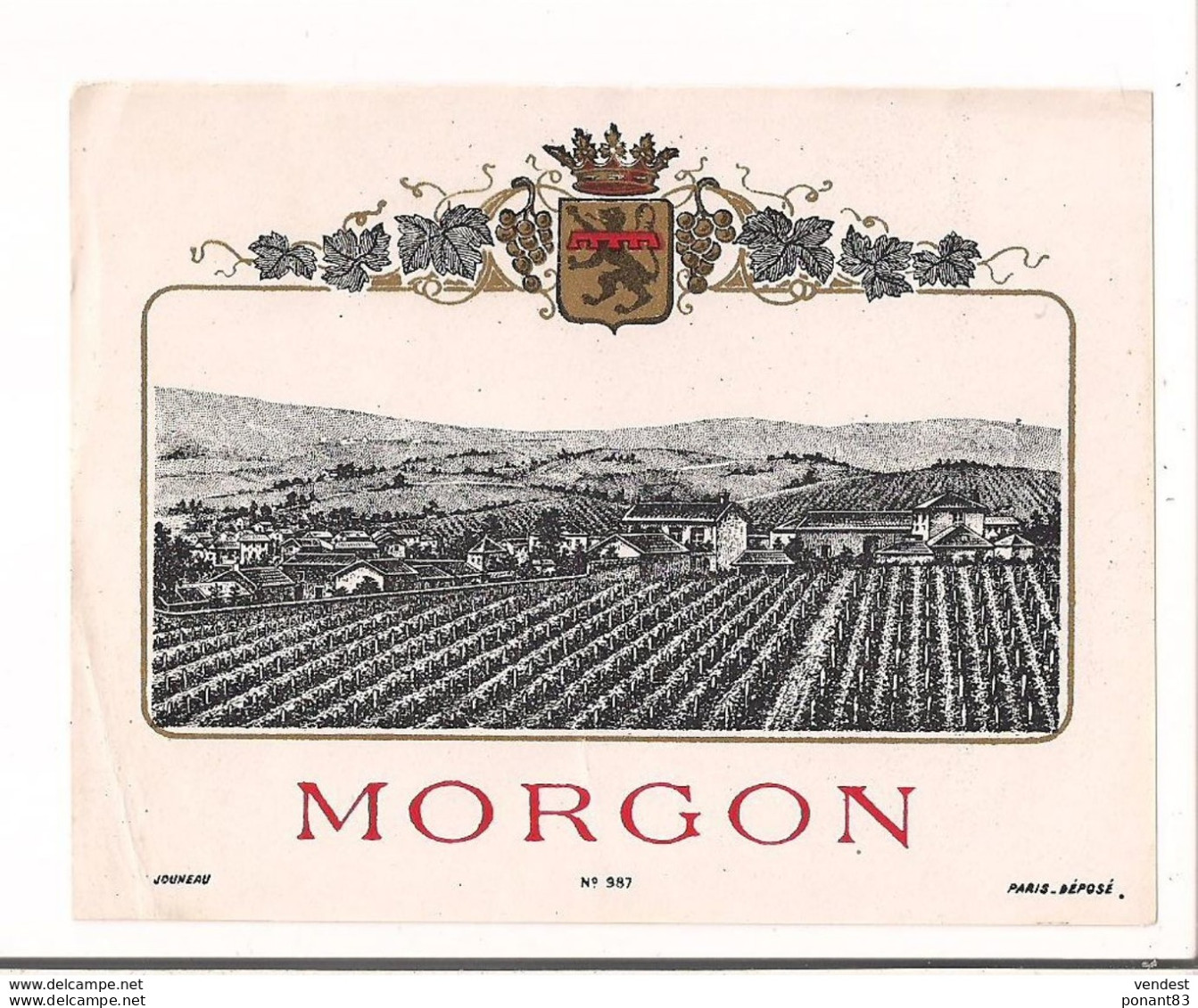 Etiquette Ancienne Morgon - Imprimeur Jouneau - - Beaujolais