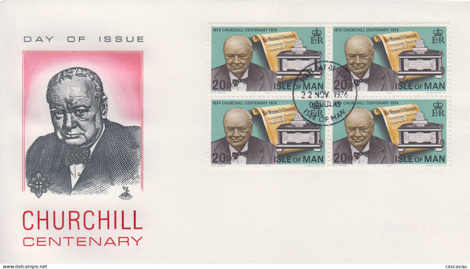 Enveloppe  FDC  1er  Jour   ILE  DE  MAN    Sir   Winston  CHURCHILL    1974 - Sir Winston Churchill