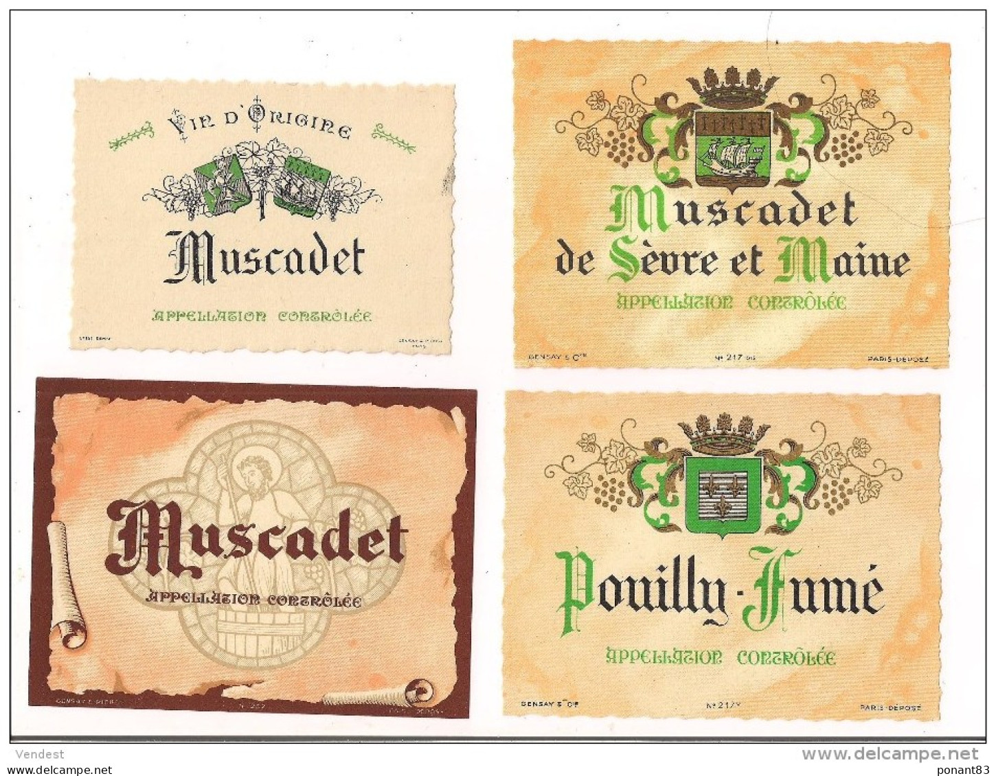 4 étiquettes  Appellation MUSCADET Et POUILLY-FUME - Imp. Gensay Pichot - - Collections & Sets