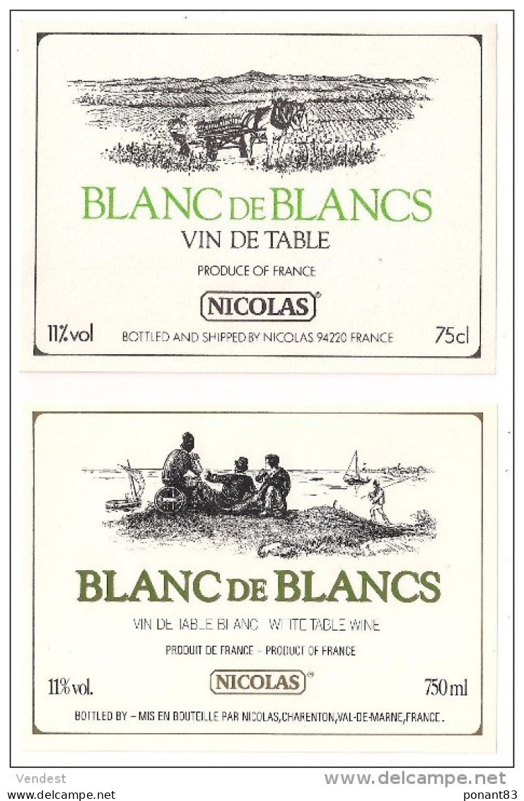 Etiquettes  Vin Blanc Pigalle,( Pour Singapour ), Trois Celliers, Cuvée Prince D'Harnezan Et Blanc De Blancs - Nicolas - - Vino Bianco