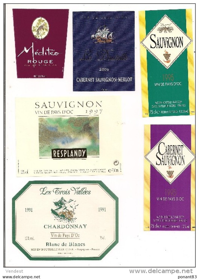 Etiquettes  Vin De Pays D'OC 1991, 1995, 1997 Et 2006 Cabernet, Sauvignon Et Chardonnay - - Vin De Pays D'Oc