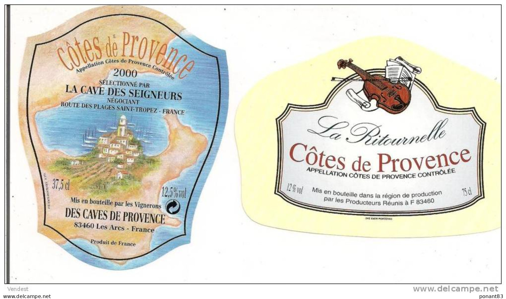 Etiquette Vin  Côtes De Provence -la Cave Des Seigneurs 2000 Et La Ritournelle - - Roséwijn