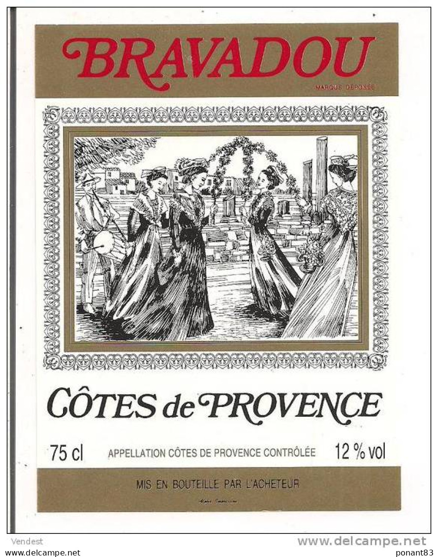 Etiquette Vin Bravadou Côtes De Provence - - Vino Rosado