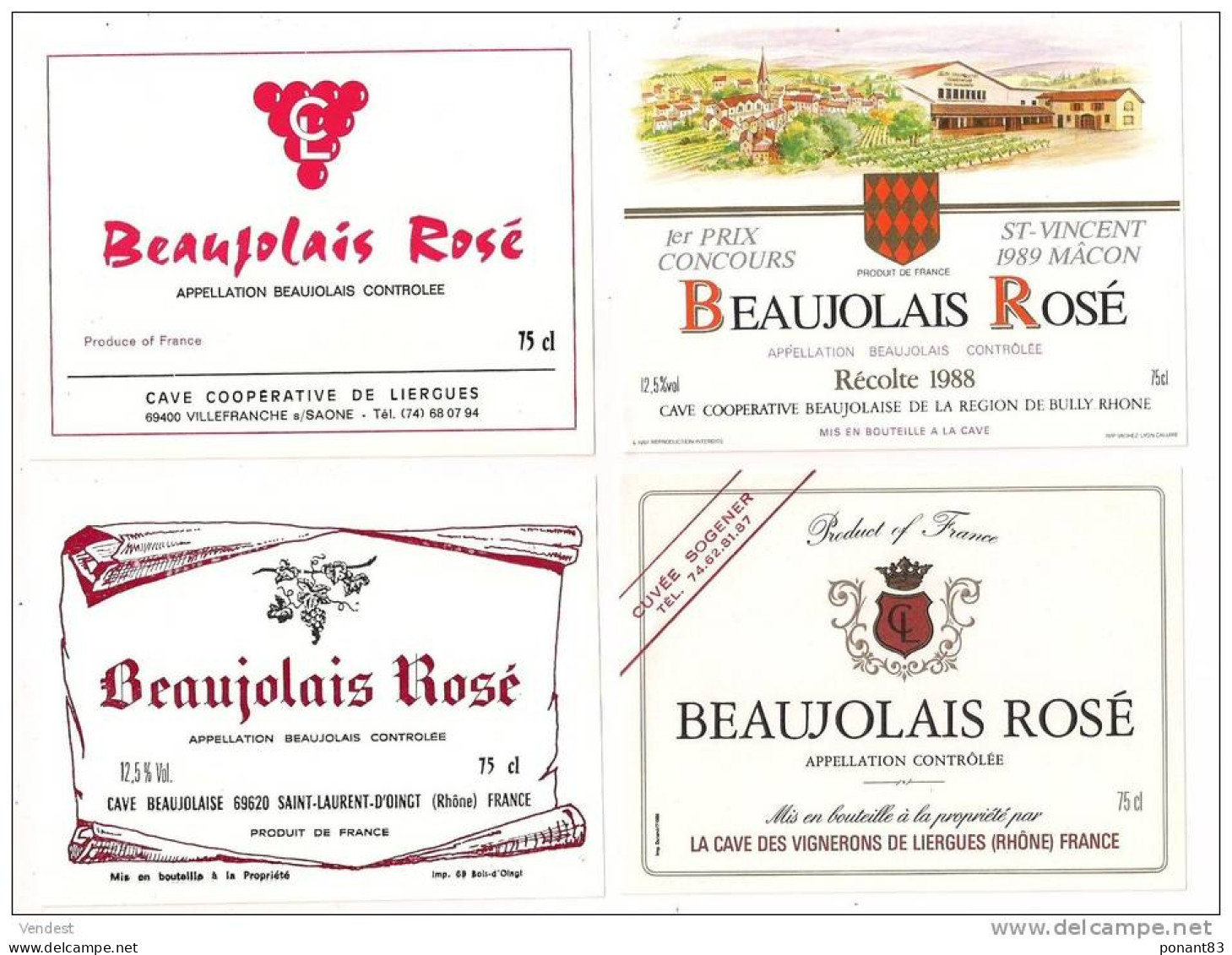 Etiquettes Vin Du BEAUJOLAIS  Rosé - - Beaujolais