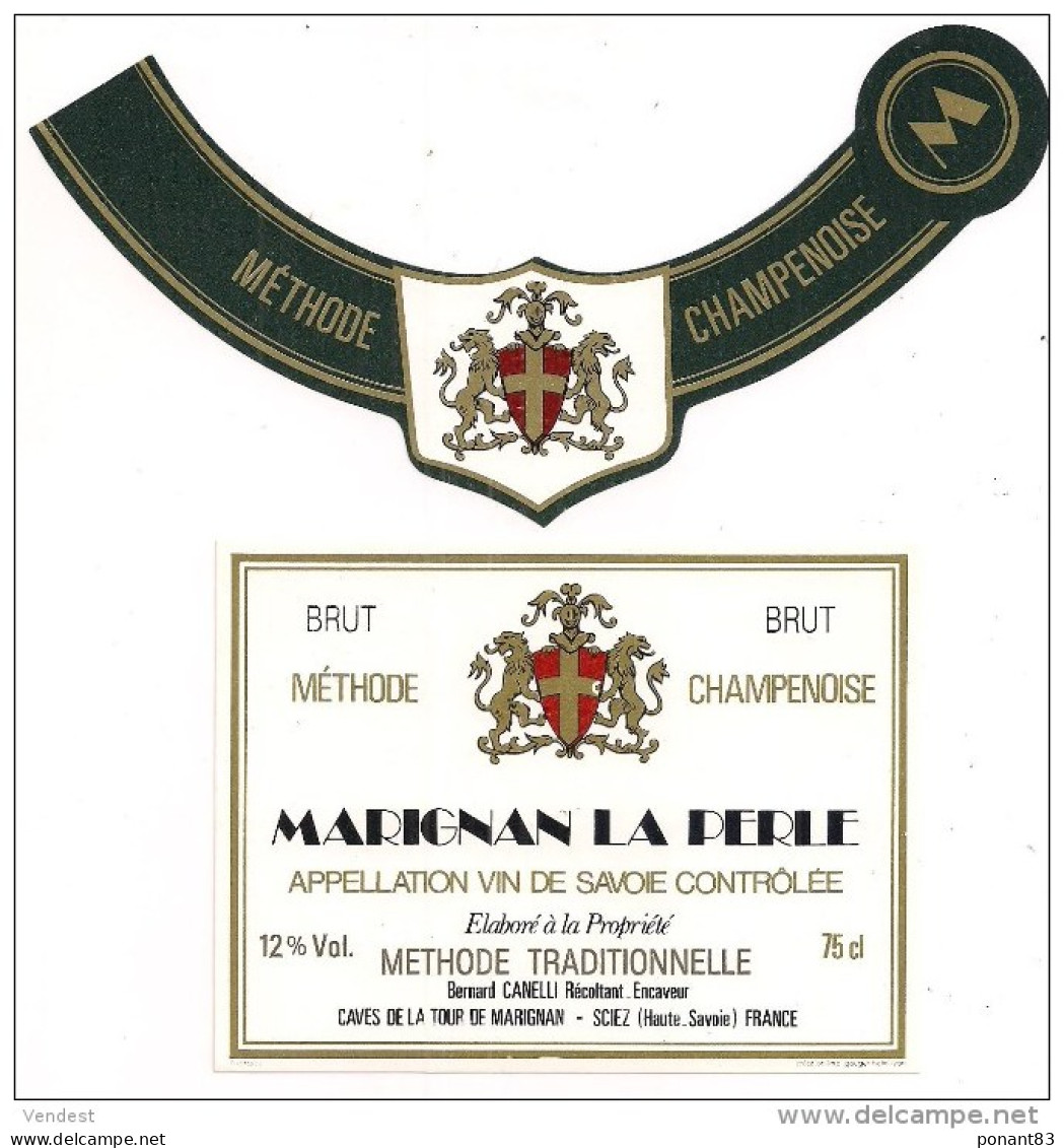 Etiquette Vin De SAVOIE Marignan La Perle - Méthode Champenoise - Brut  - Cave De La Tour De Marignan à Sciez - - Blancs