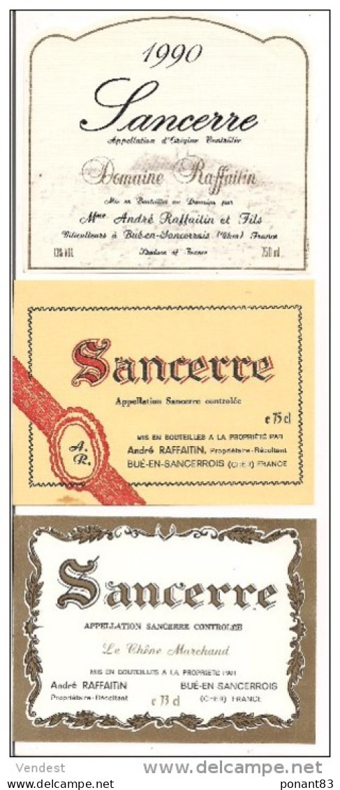 Etiquettes  Vin  De SANCERRE André Raffaitin Dont 1990 à Bué En Sancerrois - - Verzamelingen, Voorwerpen En Reeksen