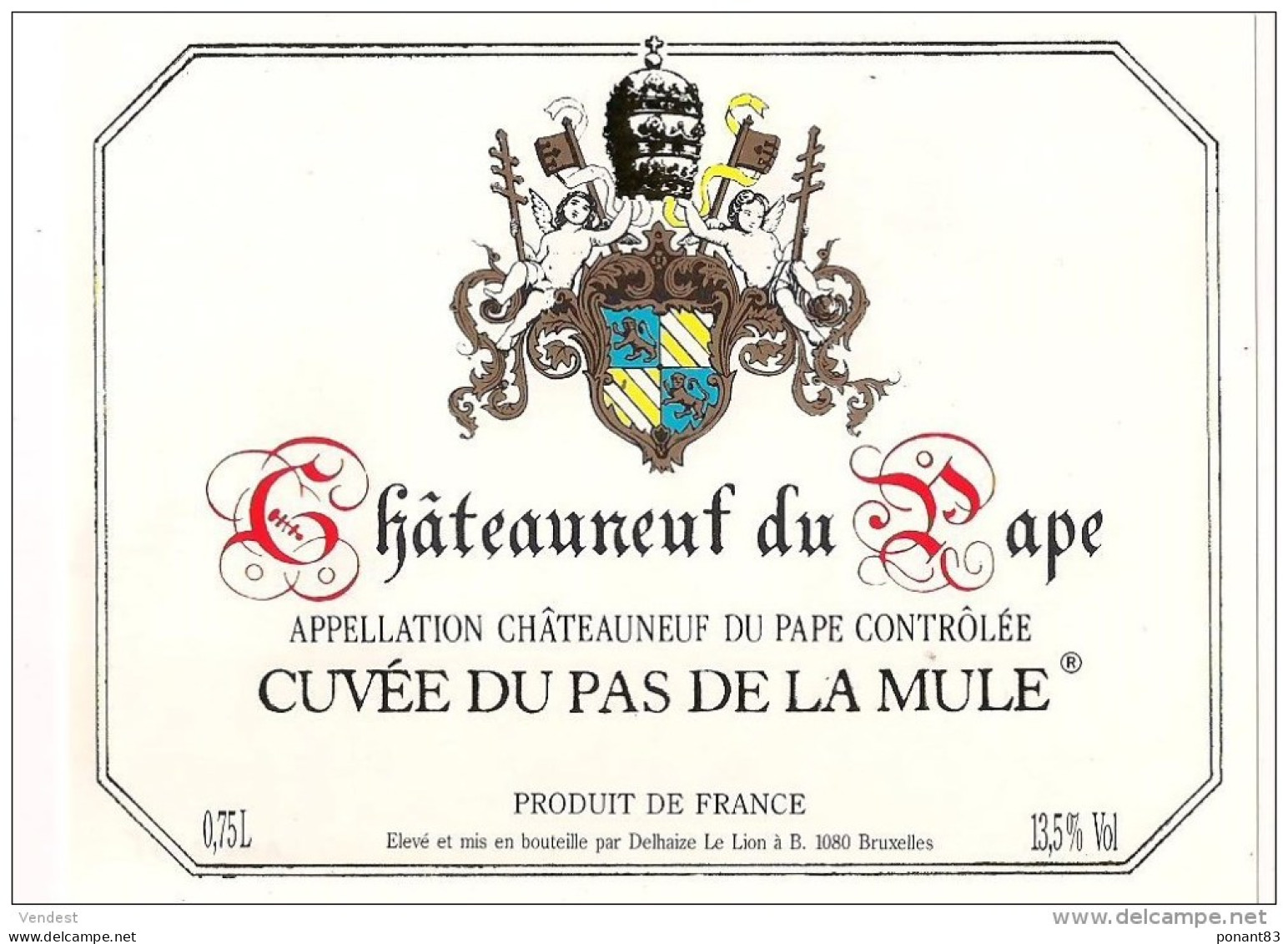 Etiquette CHATEAUNEUF Du PAPE Cuvée Du Pas De La Mule - - Côtes Du Rhône