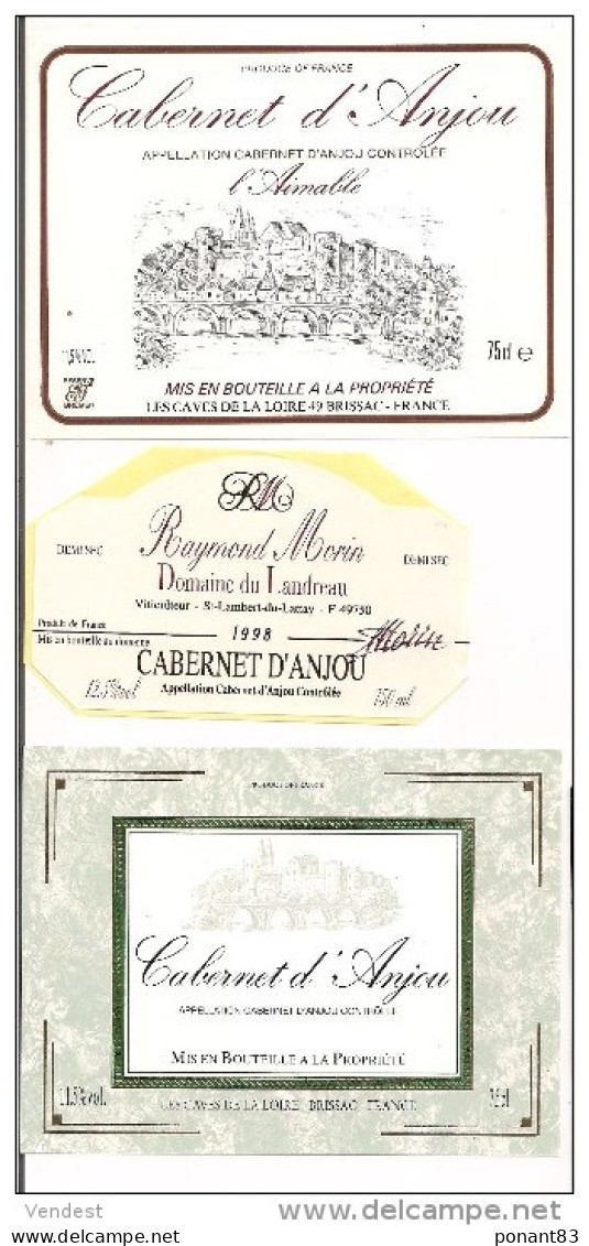 Etiquettes  Vin D' ANJOU Cabernet Caves De Loire à Brissac Et Domaine Du Landreau 1998 - - Lots & Sammlungen