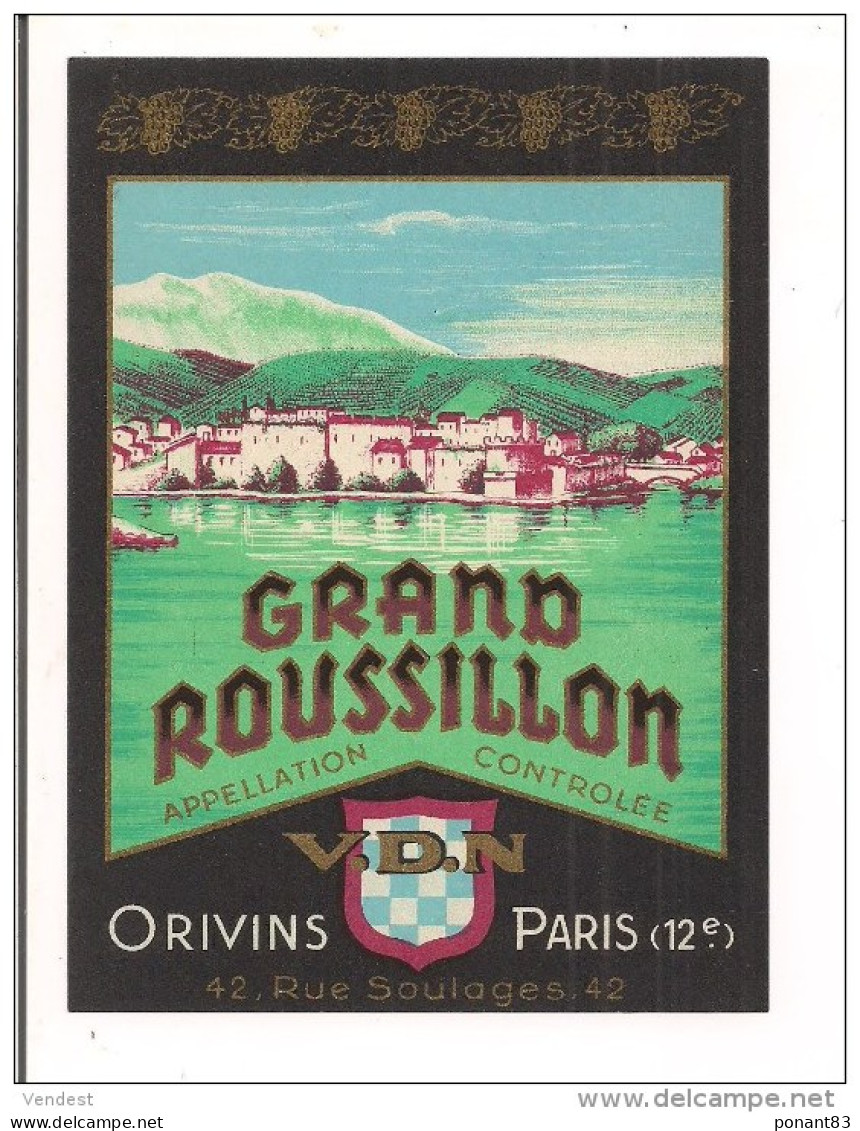 Etiquette Grand Roussillon - VDN -  Orivins - - Languedoc-Roussillon