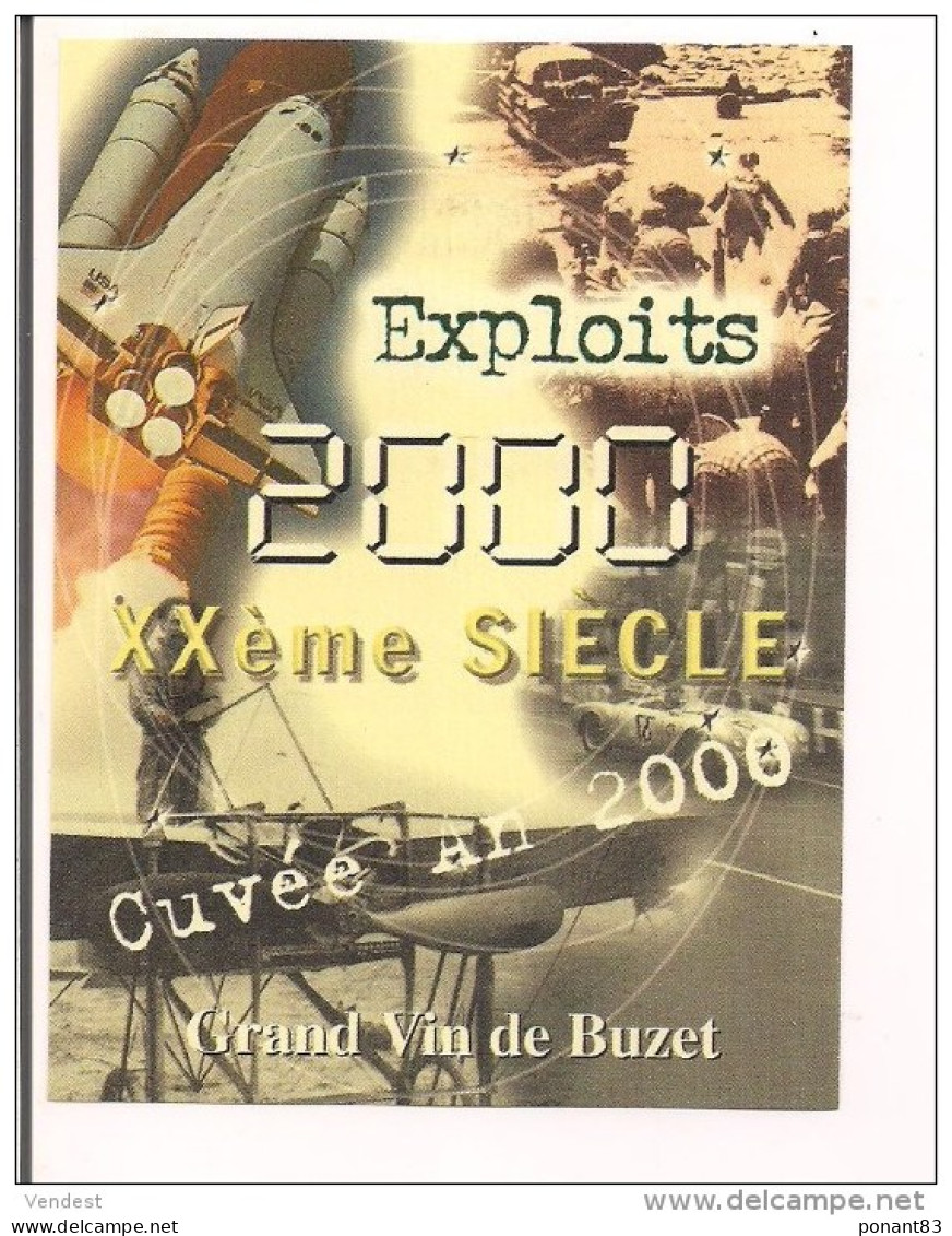 Etiquette Vin De BUZET : Cuvée An 2000 : Exploits : Aérospatiale, Aéronautique, Guerres -- - Gaillac
