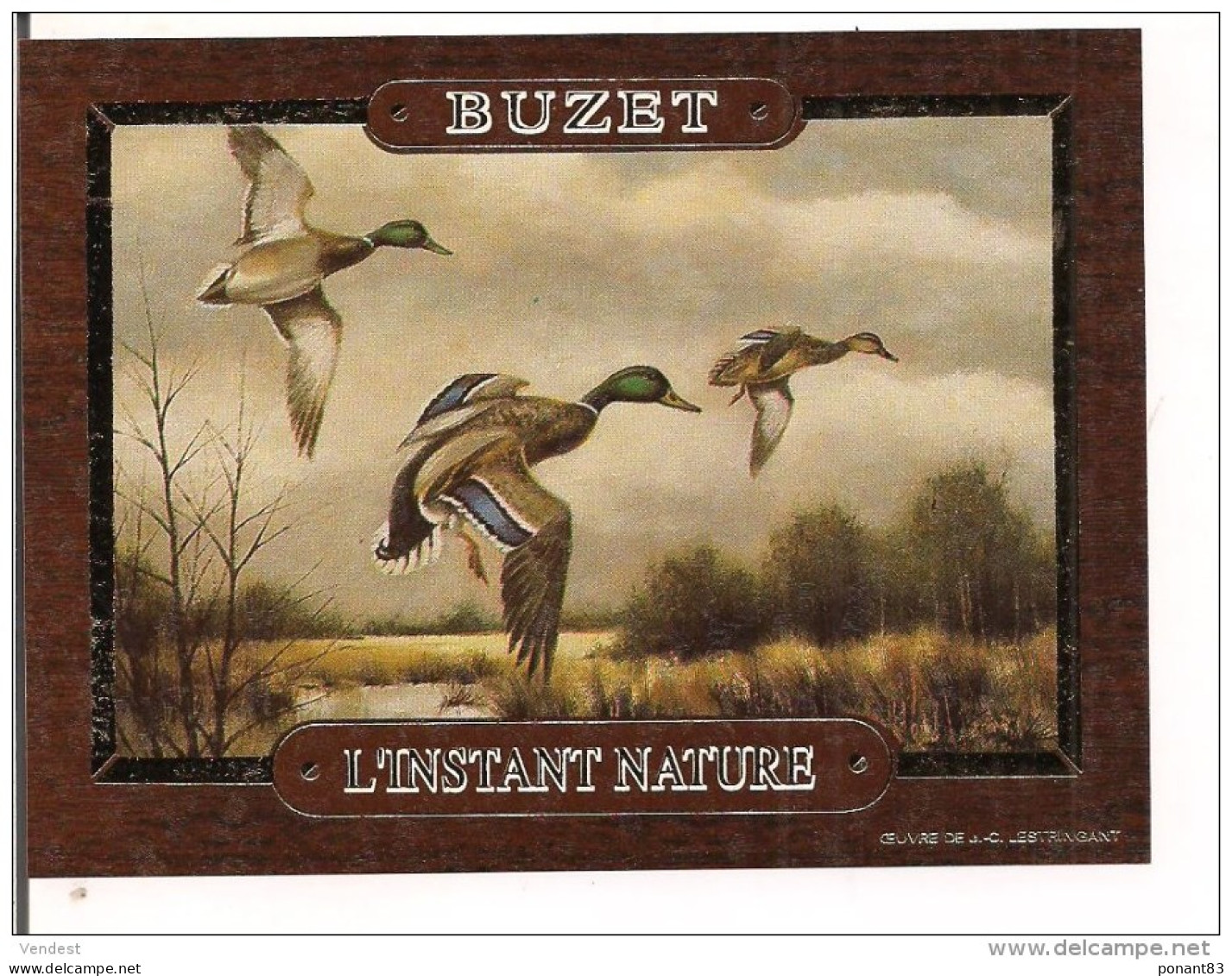 Etiquette Vin BUZET, L'Instant Naturel - Vol De Canards - Peinture De J.C.Lestringant - - Cahors