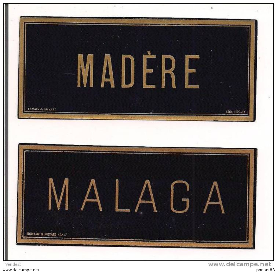 Etiquettes  Madère Et Malaga - Chromo-litho - Imprimeur Romain Et Palyart Fin 19è - - Collections, Lots & Séries