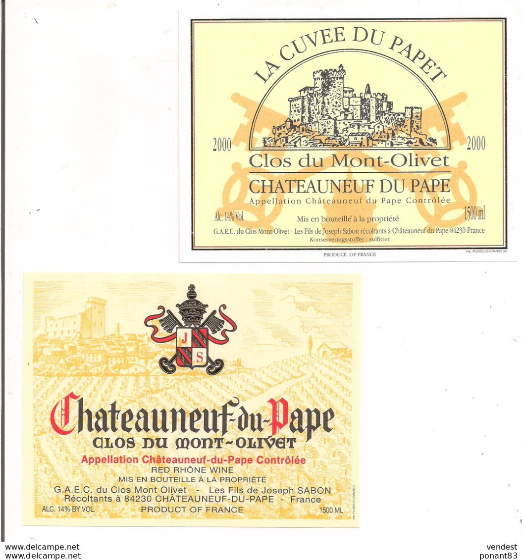 Etiquettes  Châteauneuf Du Pape: Clos Du Mont Olivet: La Cuvée Du Papet 2000 1500ml - Les Fils De Joseph Sabon - - Côtes Du Rhône