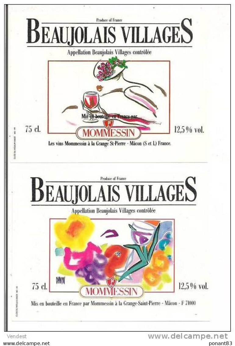 Etiquettes Vin  Du  BEAUJOLAIS   Villages, Mommessin - Clos Du Moulin - - Beaujolais