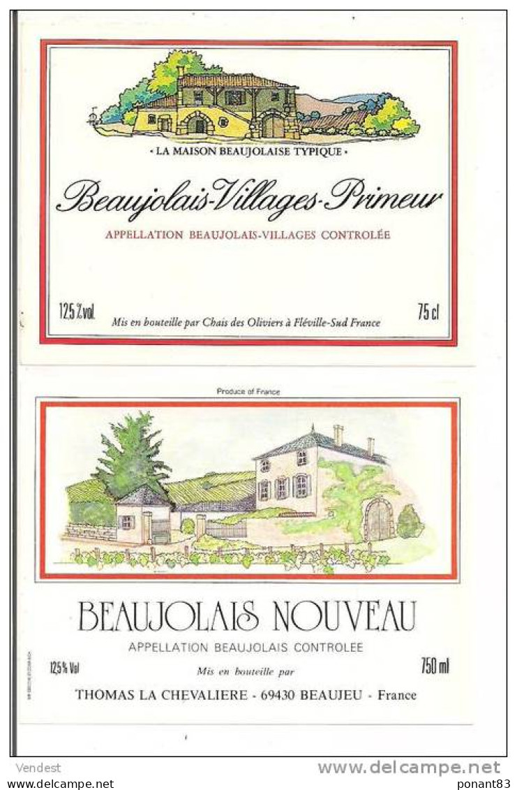 Etiquettes Vin  BEAUJOLAIS  Villages-Primeur " La Maison Beaujolais Typique " Et Nouveau à Beaujeu  - - Beaujolais