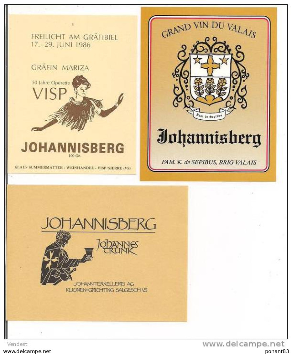 Etiquettes Vin De Suisse: Johannisberg : Gräfin Mariza,K.de Sebipus,, J.Trunk - - Collections, Lots & Séries