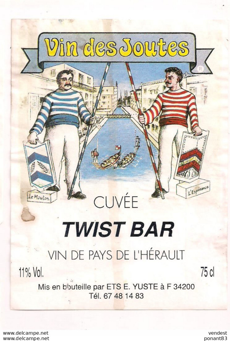 étiquette Vin Des Joutes - Cuvée Twist Bar - Vin De Pays De L'Hérault - Ets Yuste - - Languedoc-Roussillon