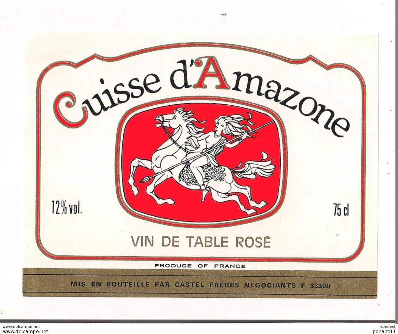 Etiquette Cuisse D'Amazone - Vin De Table Rosé - Castel Frères - - Pink Wines
