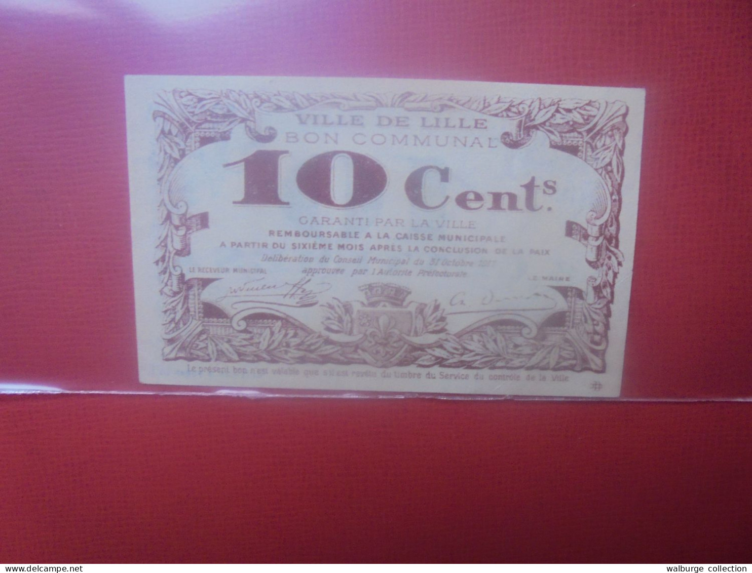 LILLE 10 Centimes 1917 De Nécéssité (B.31) - Bons & Nécessité